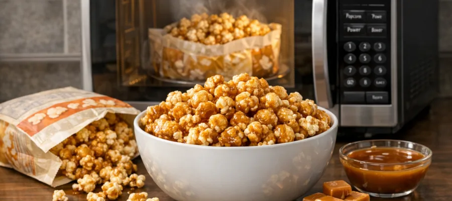Mikrowelle Popcorn mit Karamell: Familien-Snack zum Teilen